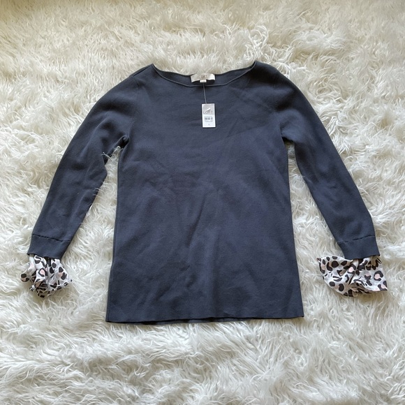 LOFT Sweaters - 🆕Loft Boatneck Ruffle Sleeve Light Sweater